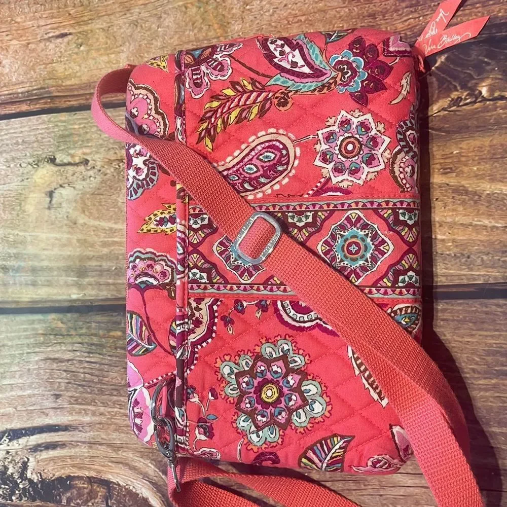 Vera Bradley Call Me Coral Crossbody Tablet Case Paisley Multicolor Cotton
